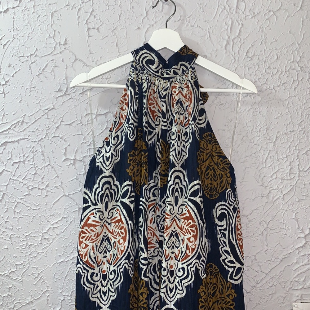 Ashley Stewart NEW Halter Jumpsuit 18/20 Peacock Wide Leg Palazzo Romantic Party - Picture 4 of 15